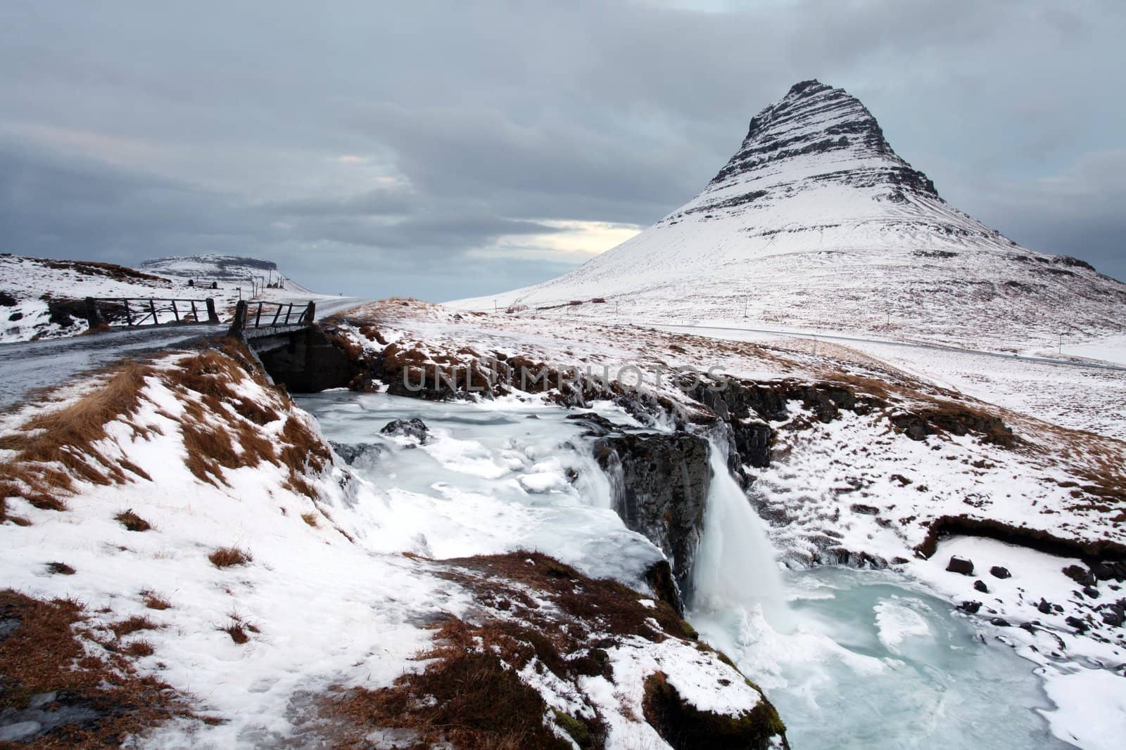 Icelands snaefellsnes peninsula and famous Kirkjufellsfos  waterfall and mount Kirkjufell