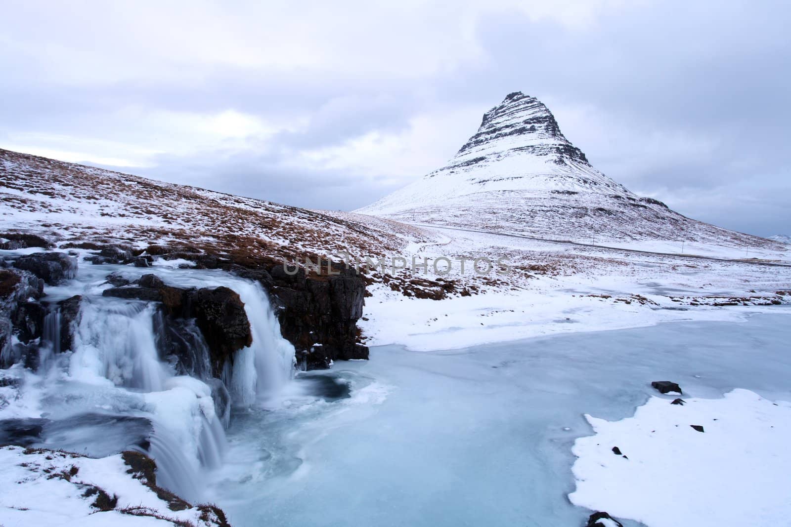 Icelands snaefellsnes peninsula and famous Kirkjufellsfos  waterfall and mount Kirkjufell