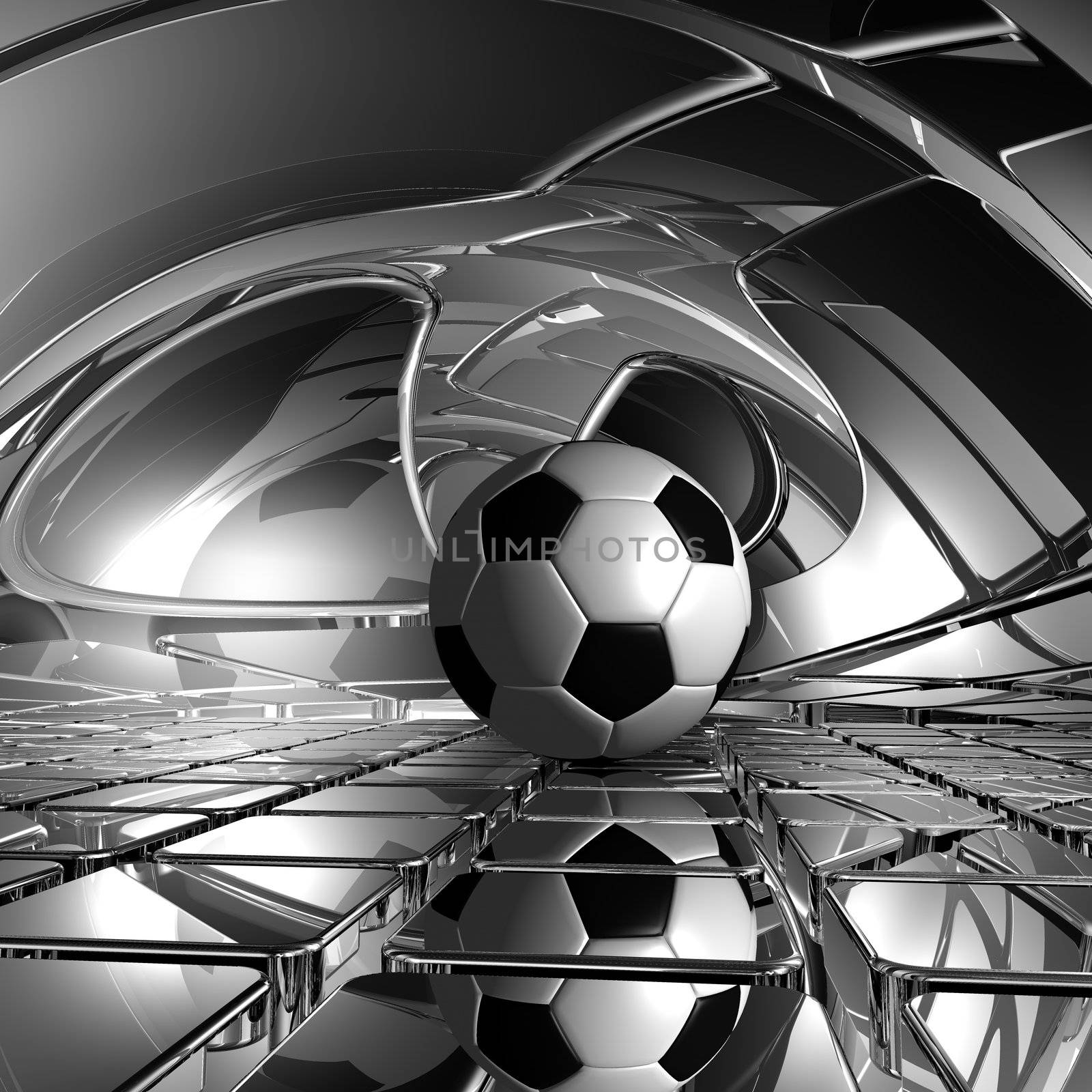 soccer ball in abstract space - 3d illustration