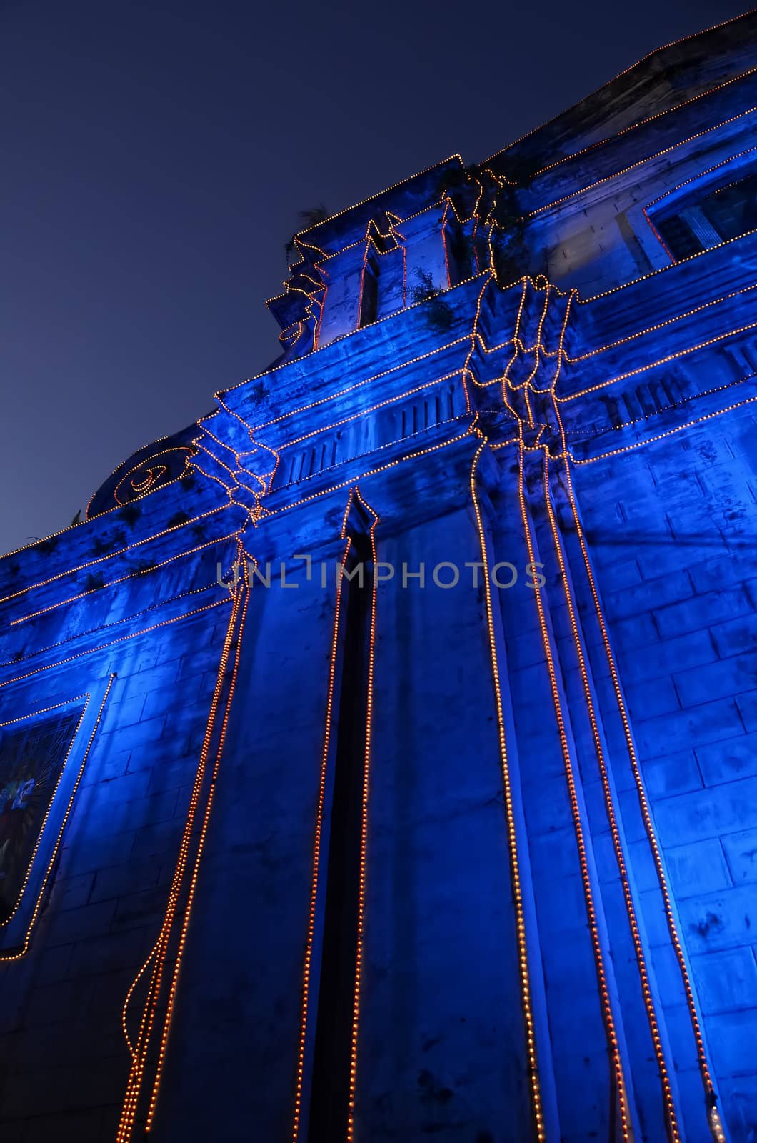 The Imus Cathedral in Imus, Cavite, Philippines, lit for Christmas.