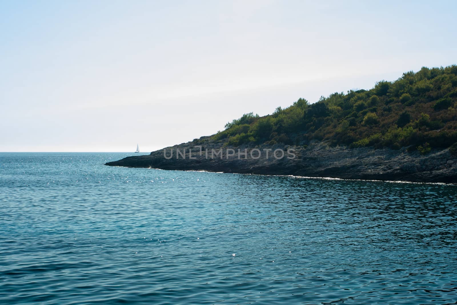 Rocky beach on the vis island (croatia)