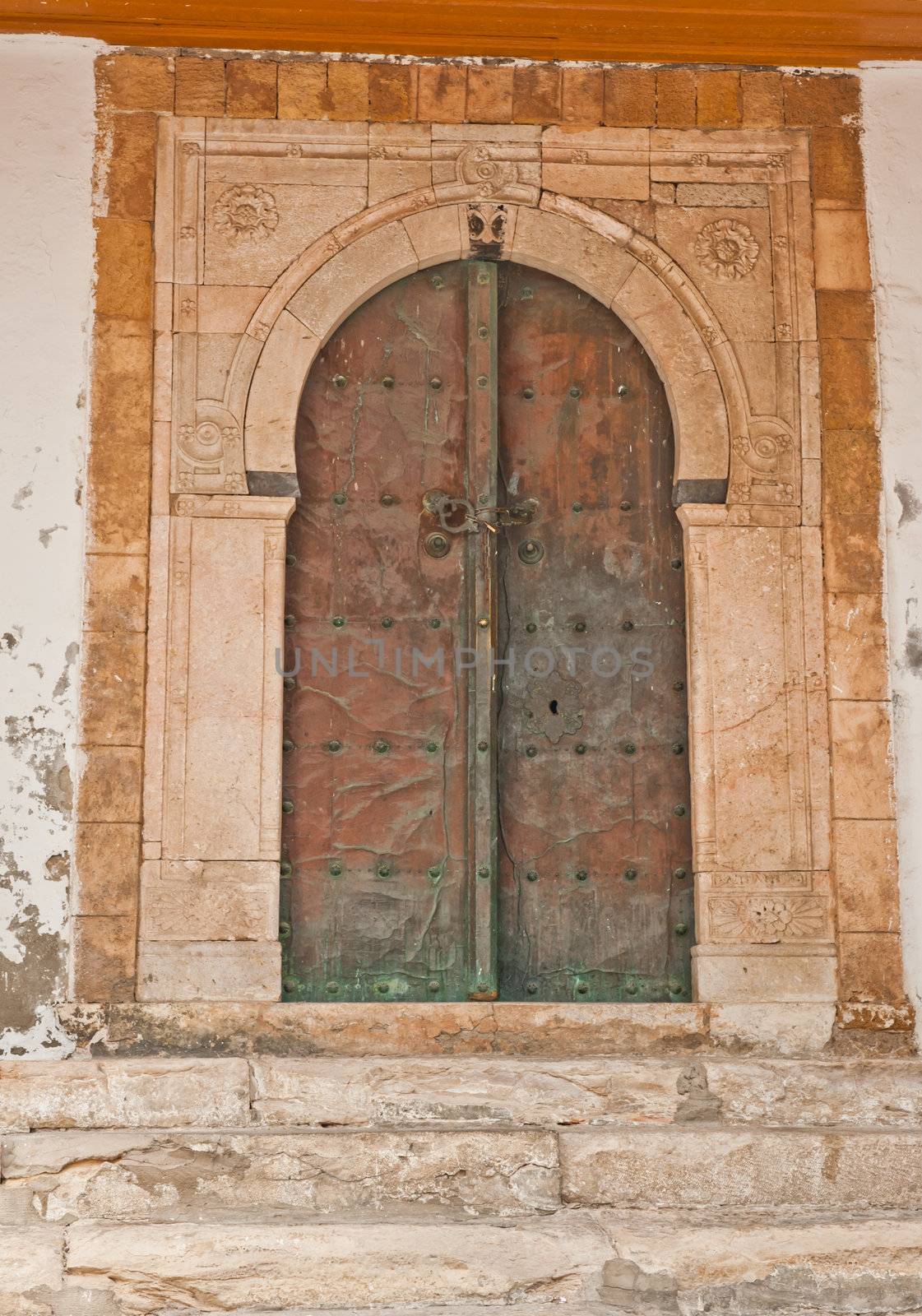Beautiful ornamental door of so typical shape for Tunisia 