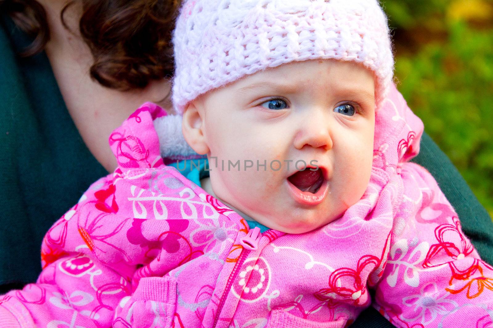 Infant Girl Yelling by joshuaraineyphotography