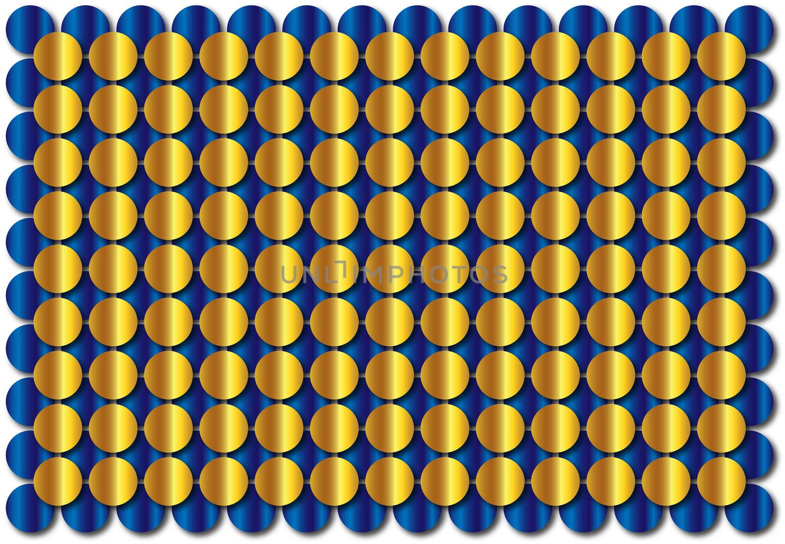 gold and blue shaded circles on a white background