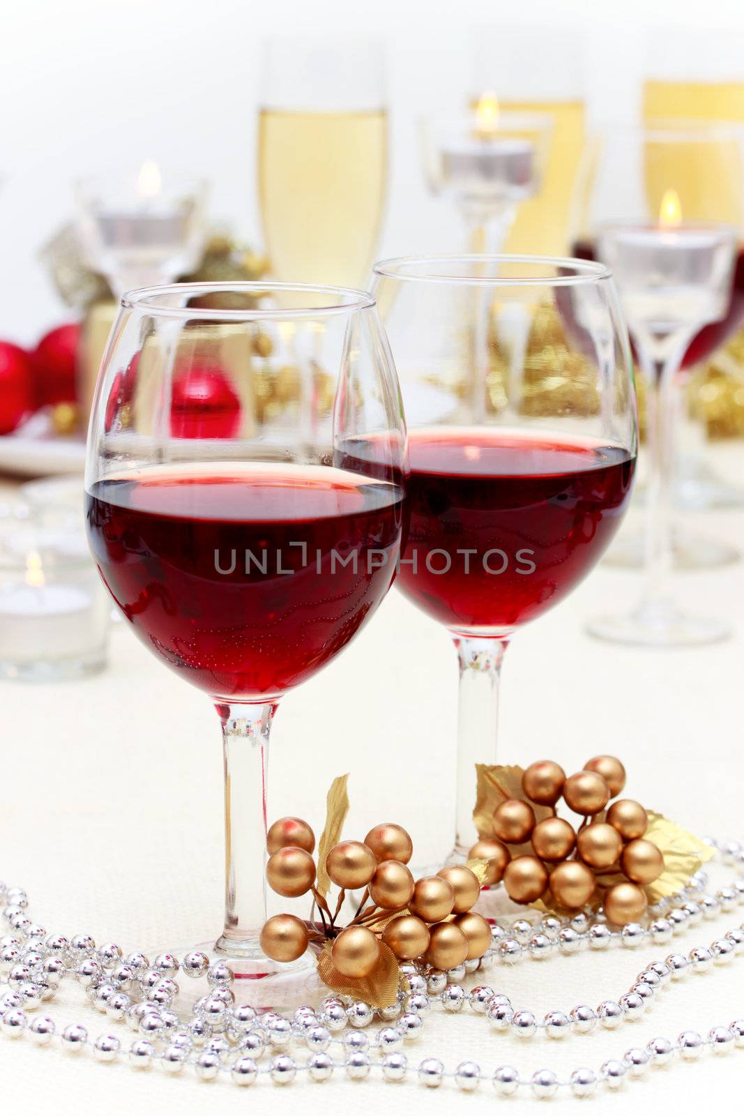 Red wine at Christmas dinner