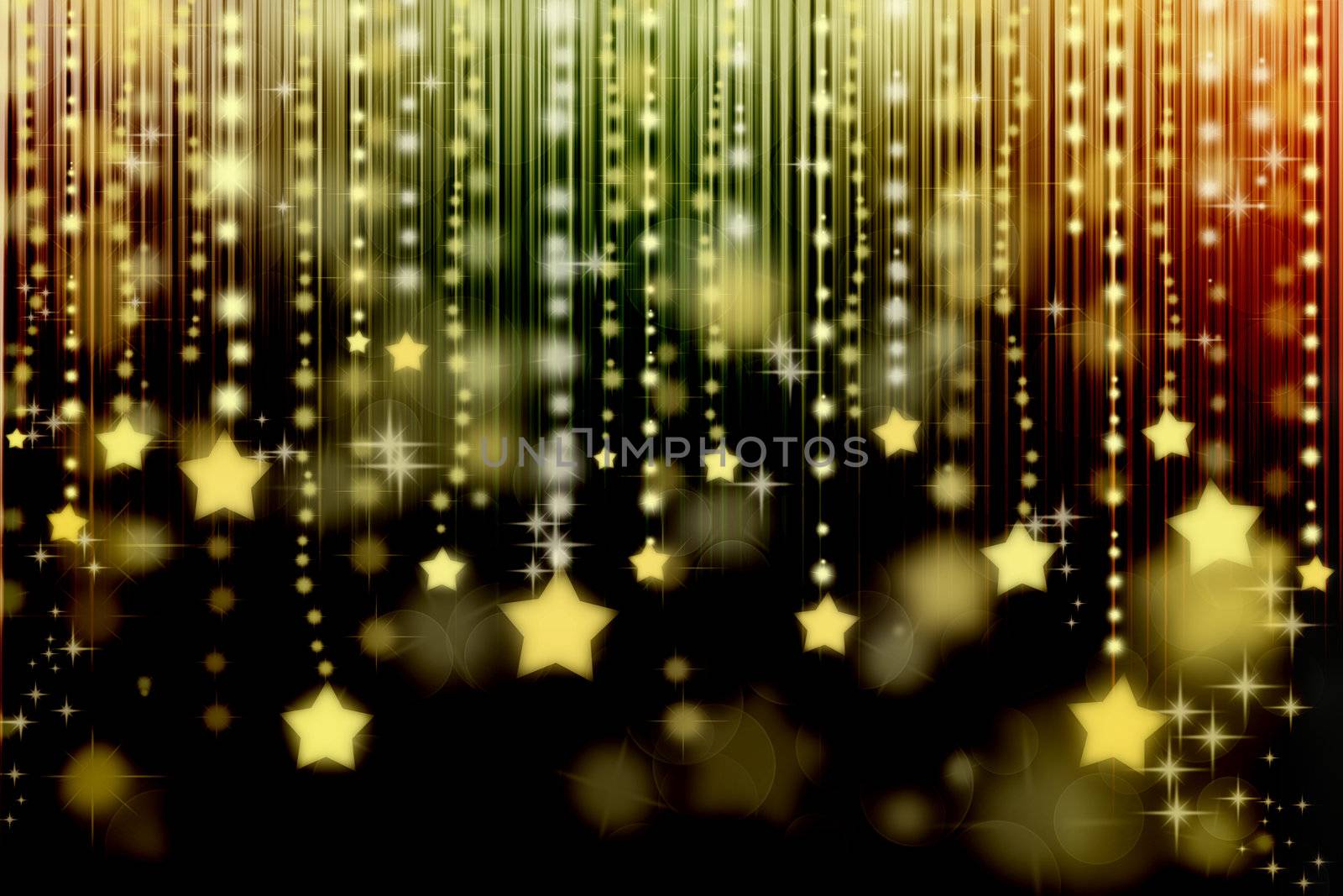 Stars on black abstract background with bokeh lights