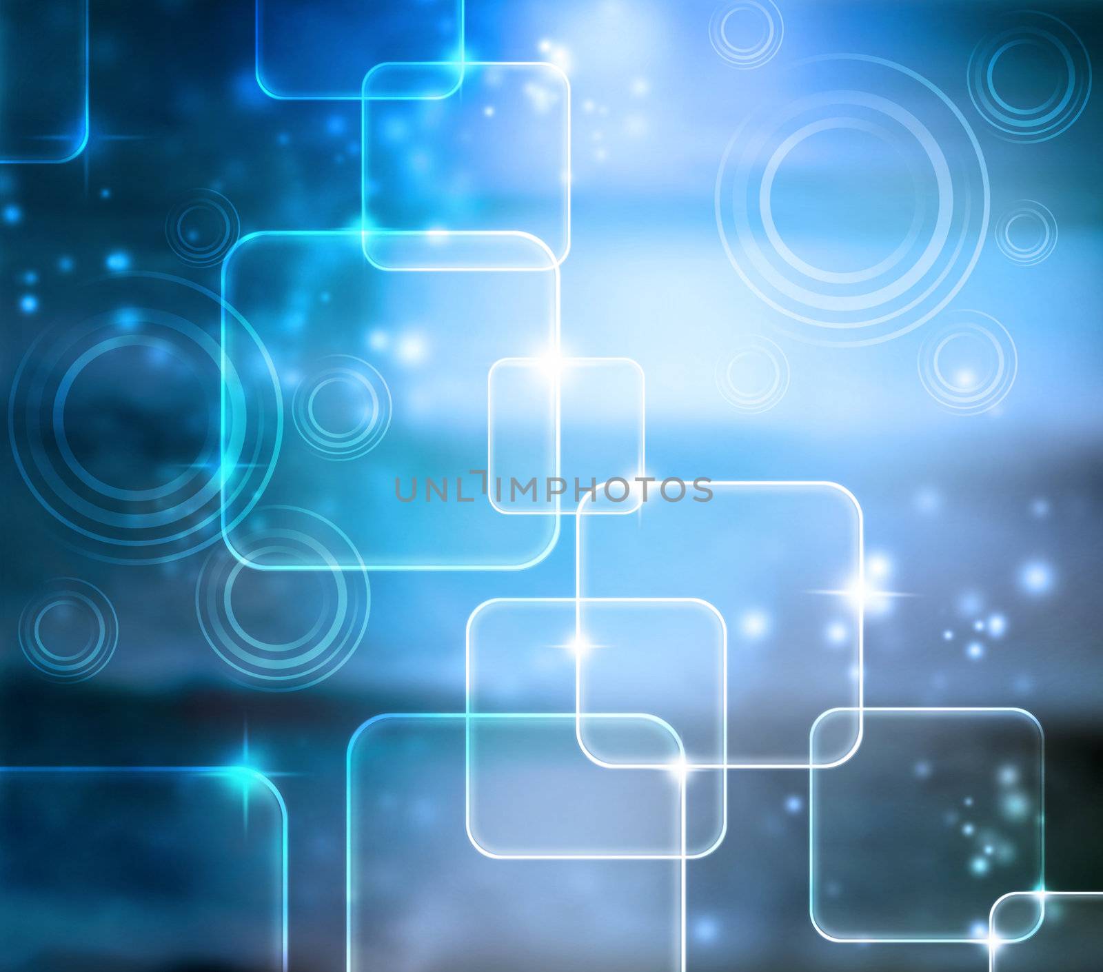 Abstract Tech Blue Shiny Background with Glares