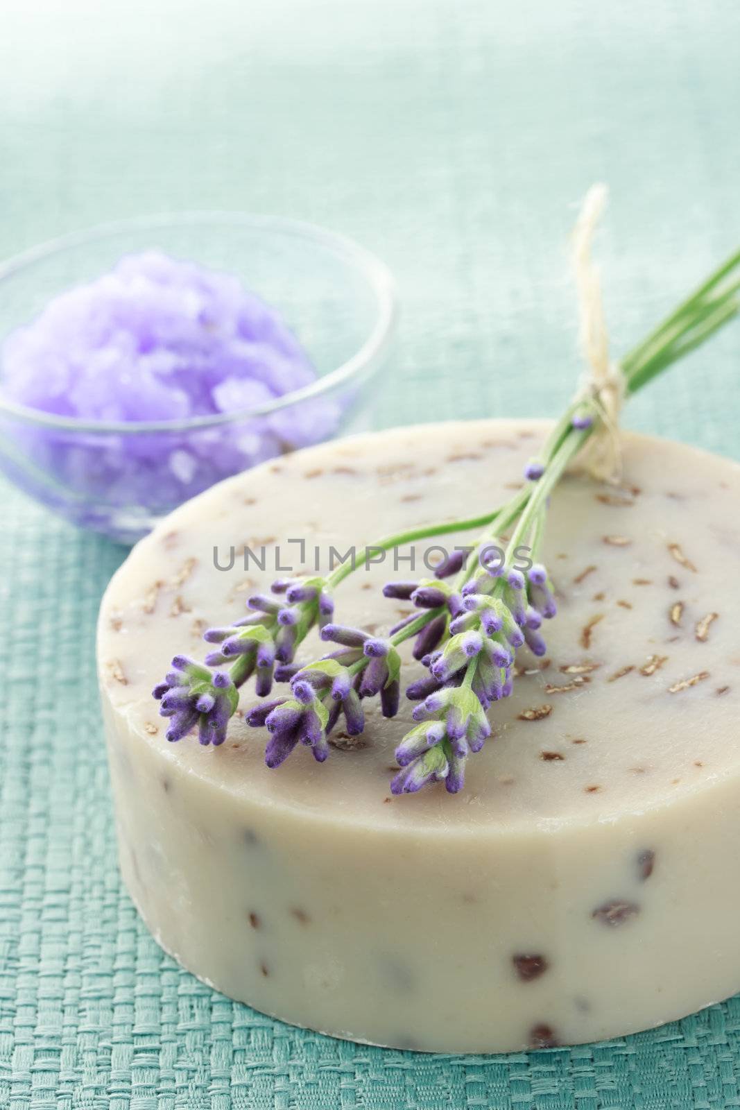 Handmade soap with fresh lavenders