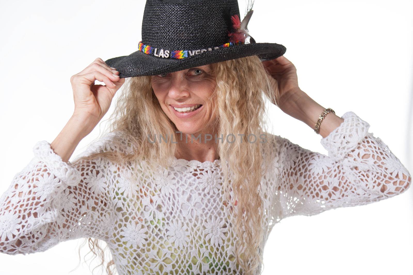 hippie female with las vegas hat by GunterNezhoda