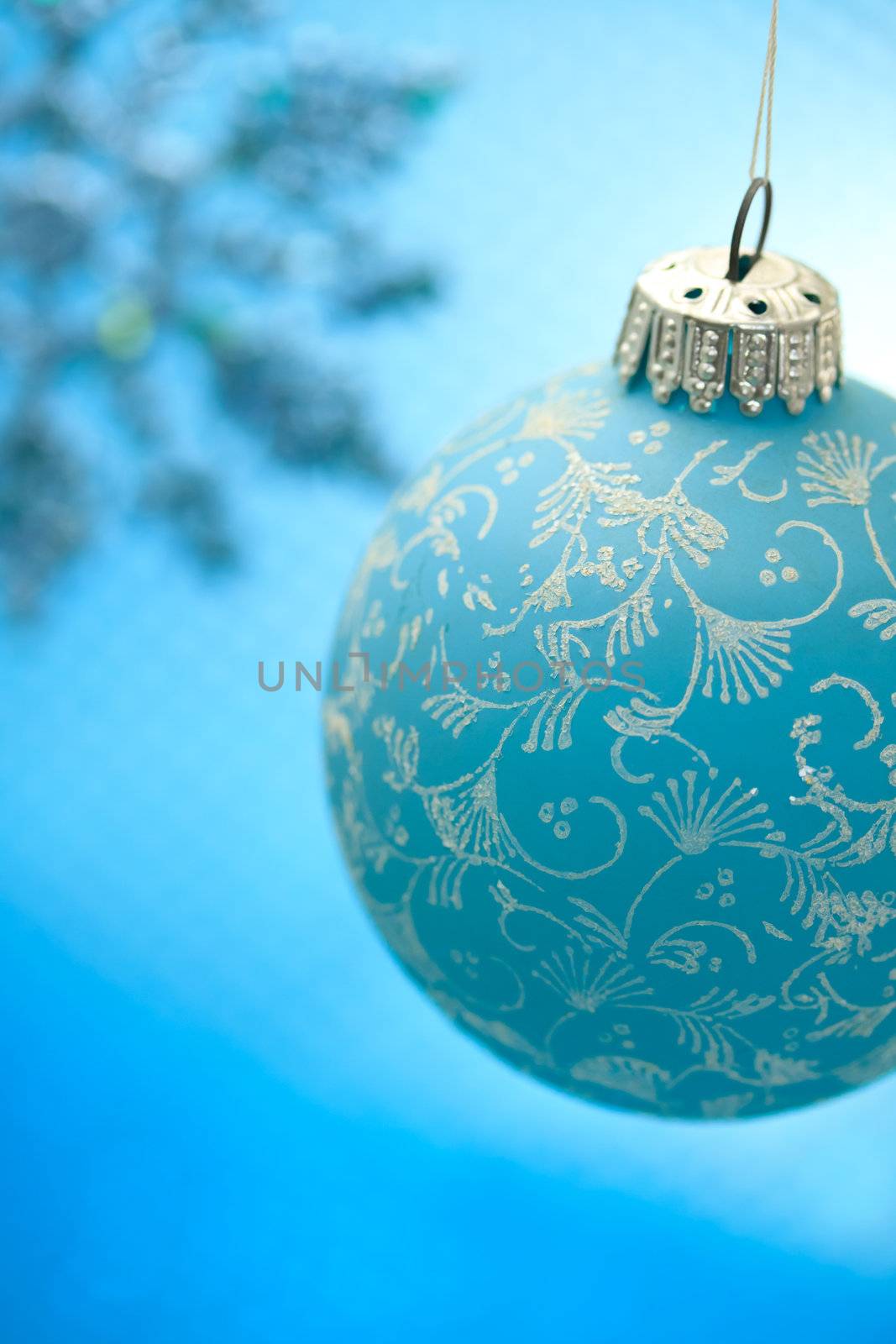 Blue Christmas ornament with snowflake