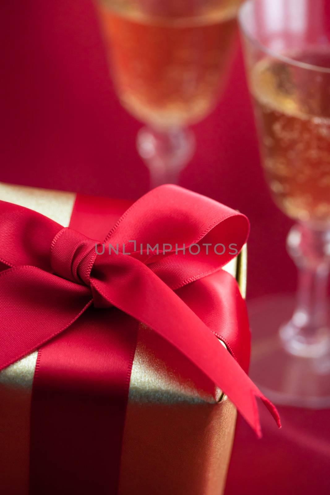 Gift box with champagne by melpomene
