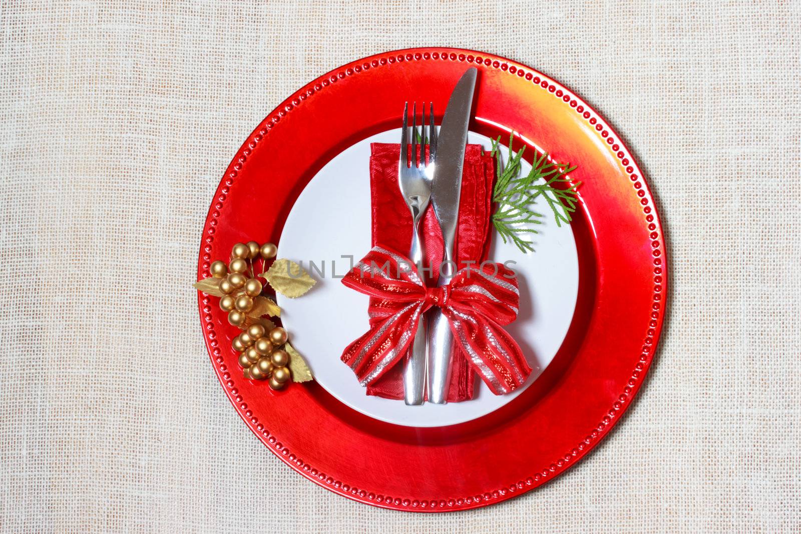 Holiday plates with silverware by melpomene