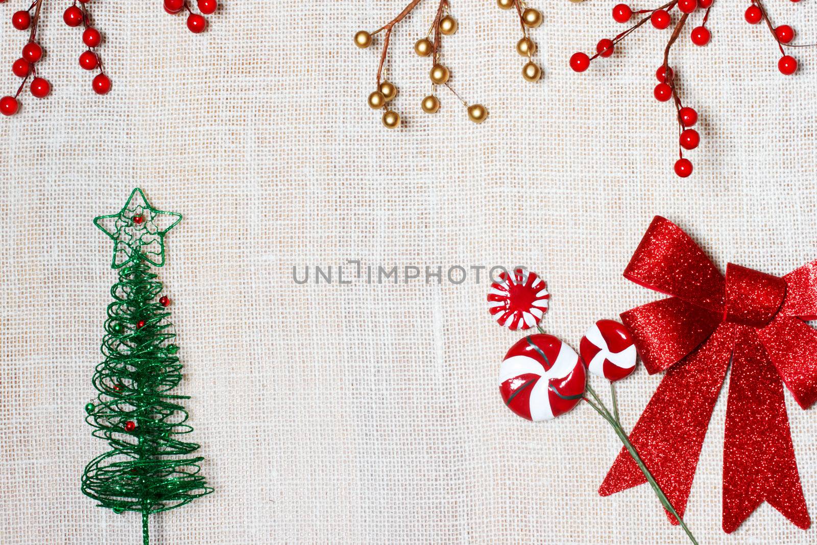 Christmas burlap backdrop with bow