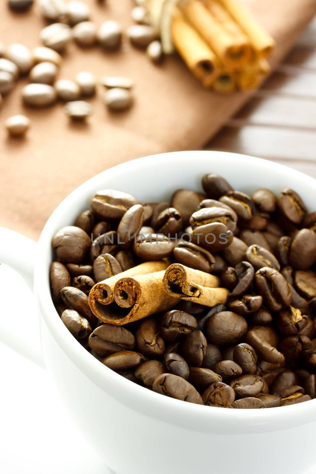 Coffee beans and Cinnamon Sticks by melpomene