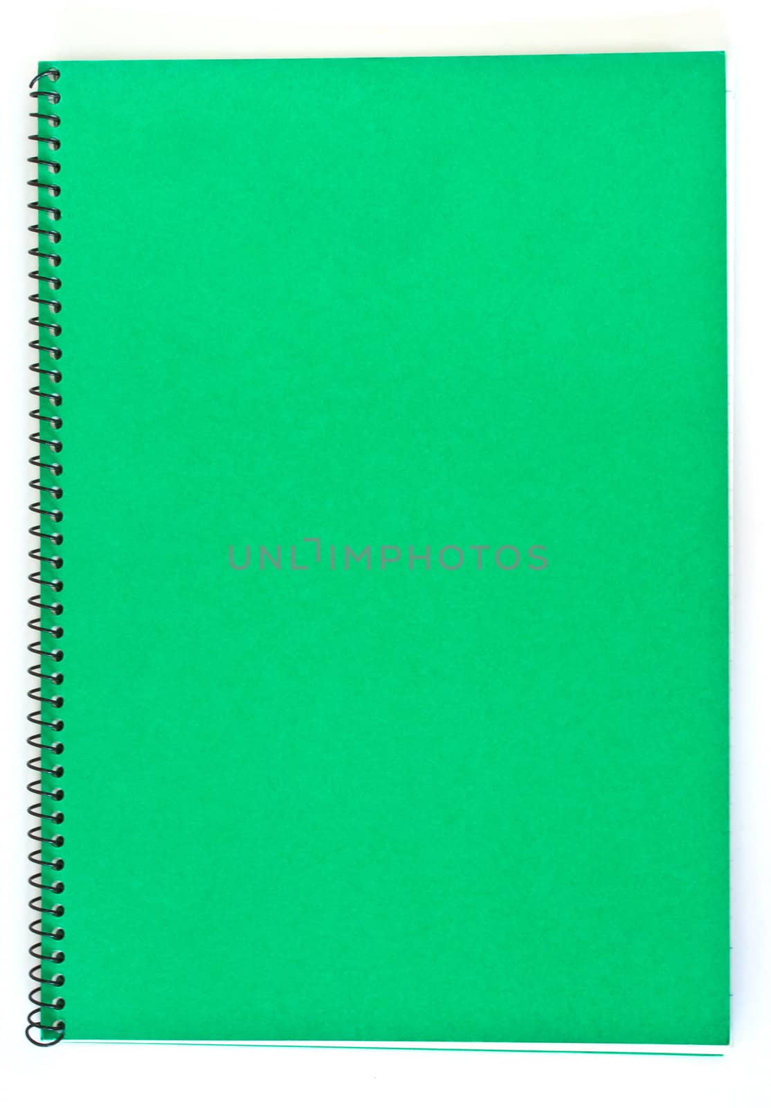 Spiral Green Notebook on White Backround