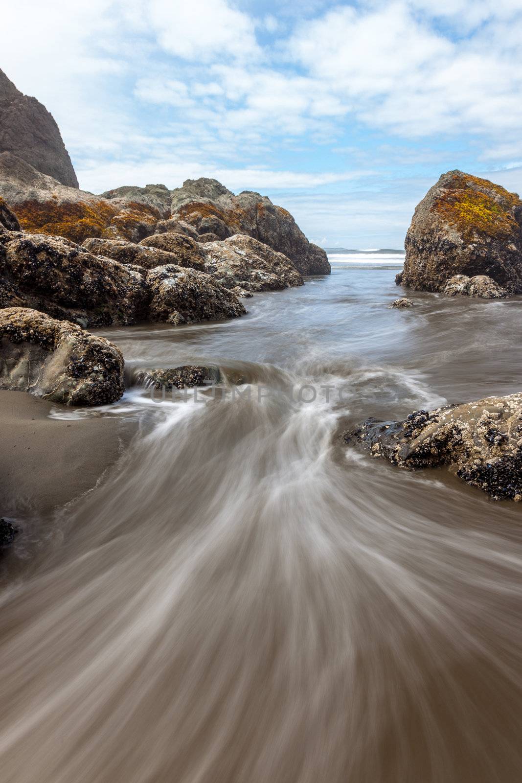 Incoming waterflow at Ruby Beach by gnives50