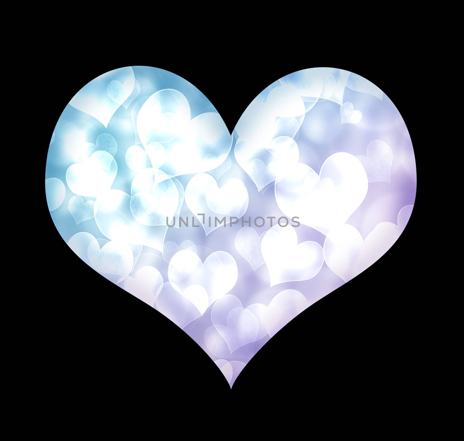 Valentine blue heart isolated on black background