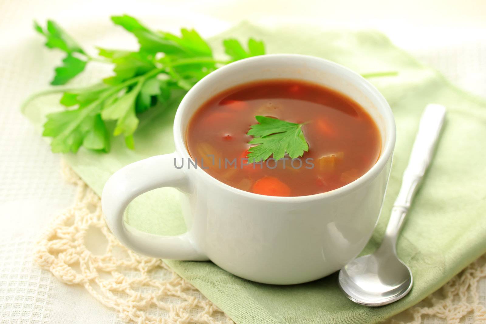 Minestrone soup in a bowl