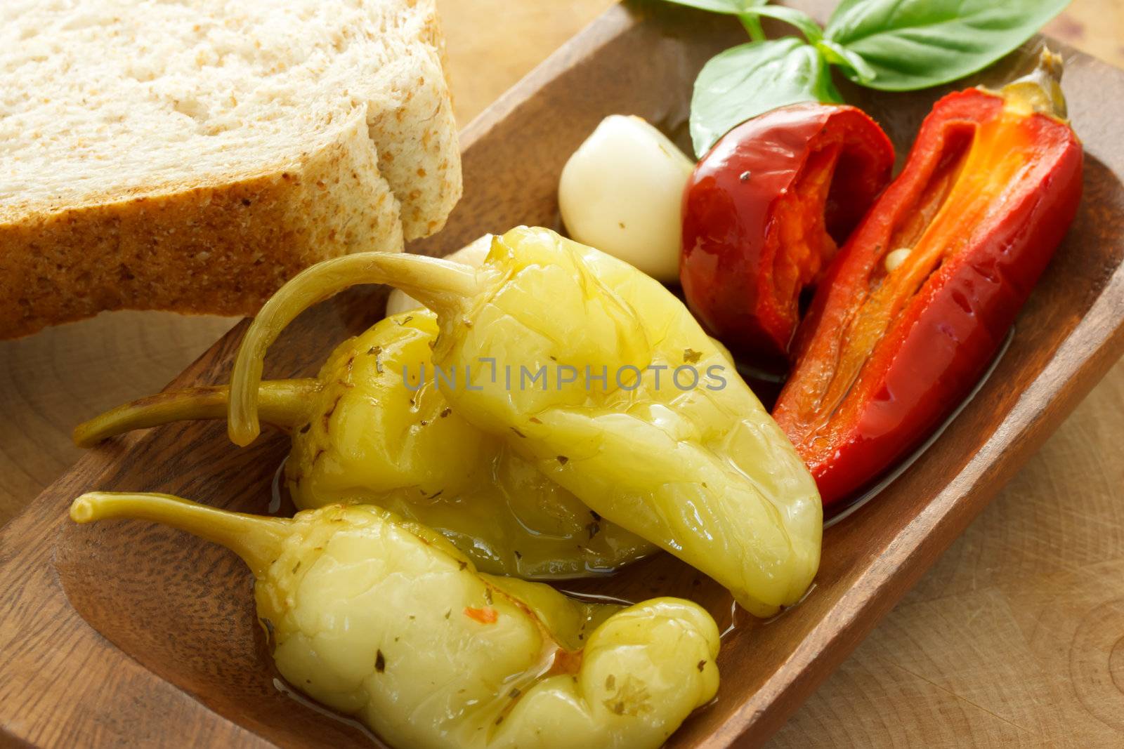 Pickled peppers with bread