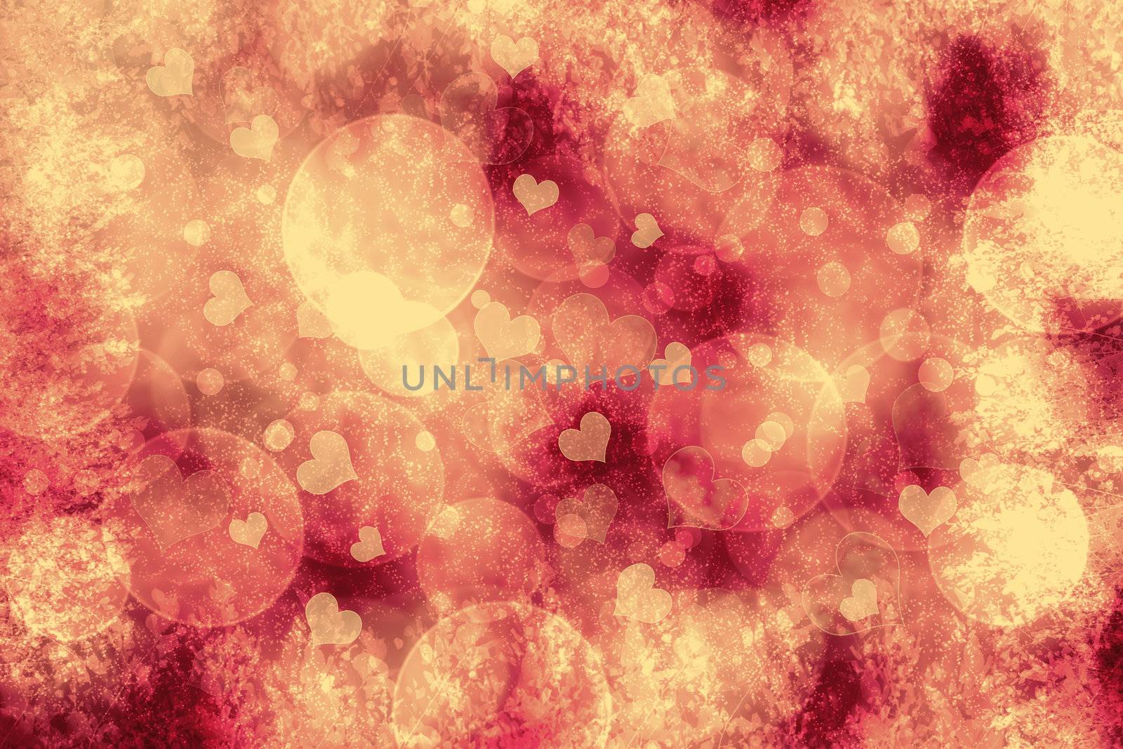 Valentine heart shaped bokeh lights background