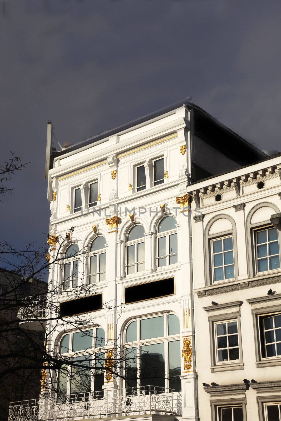 Exterior facade of an elegant white building by Farina6000