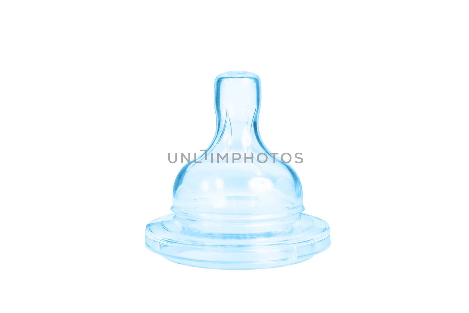 Blue baby bottle pacifier. Isolated on white background