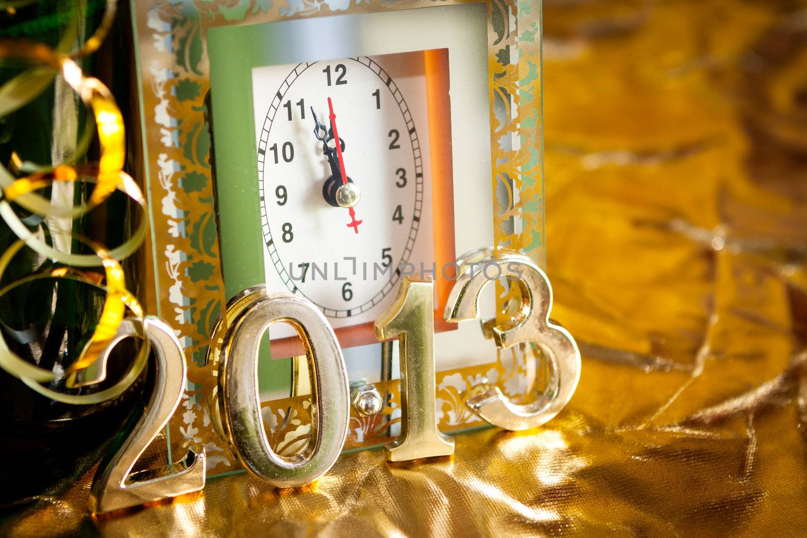 new year still life with clock