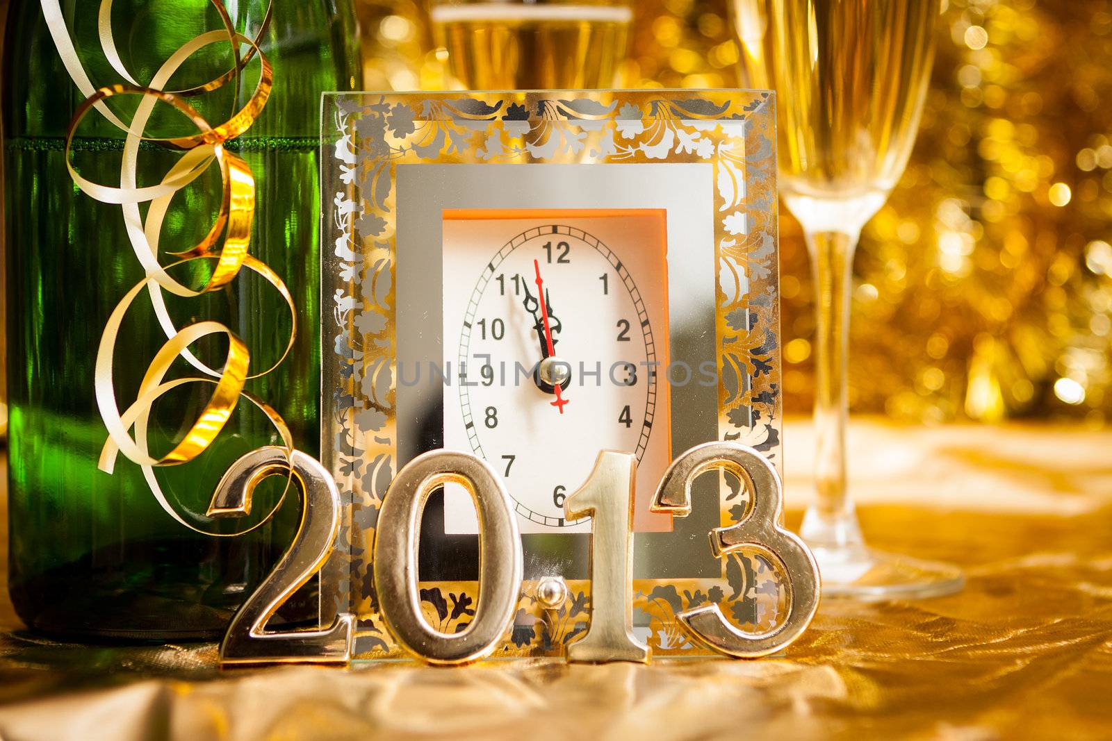 new year still life with clock