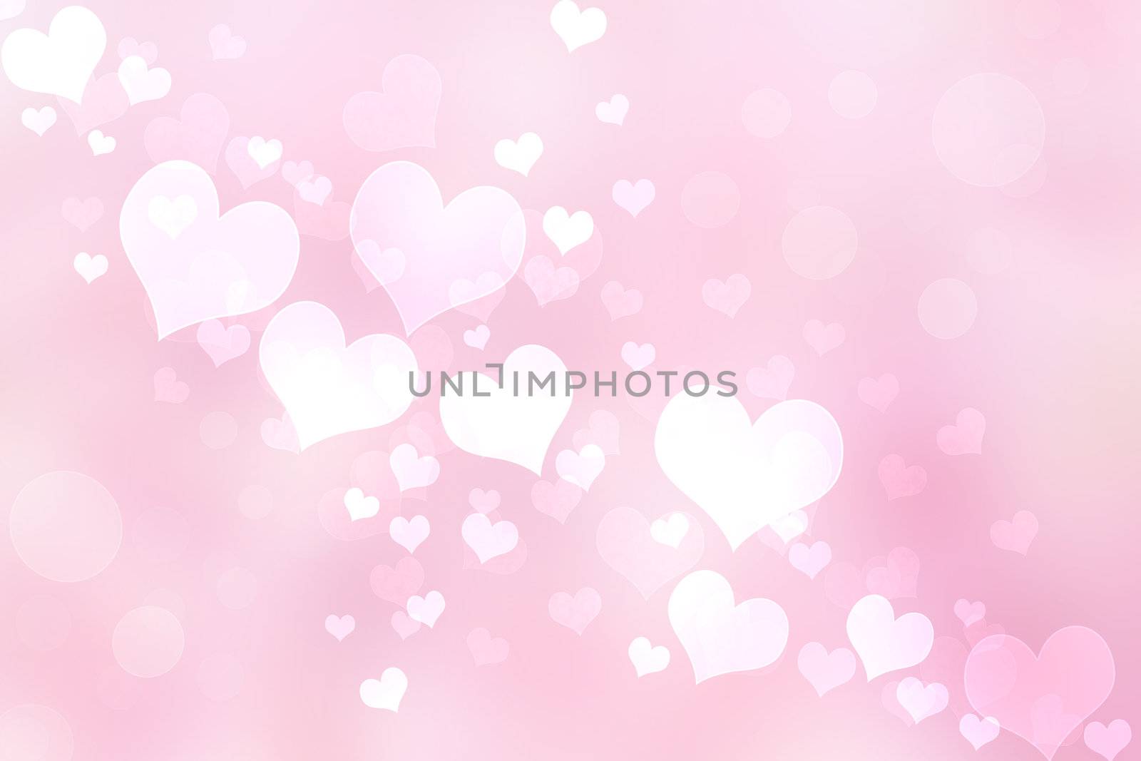 Abstract Heart Lights Background - Pink and White