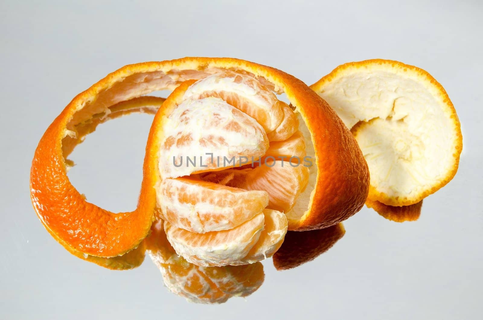 Peeled orange citrus fruit
