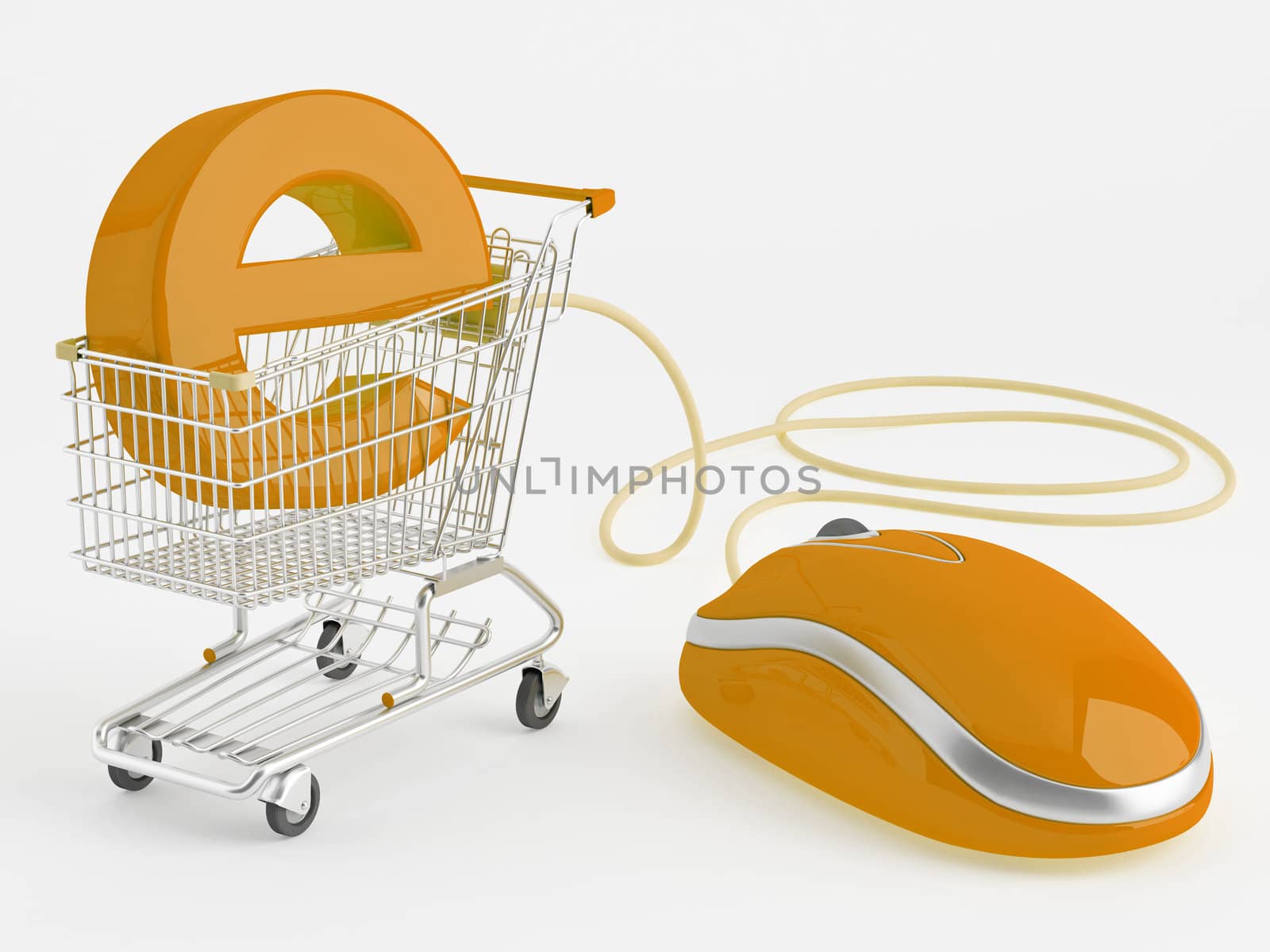 shopping carts operated computer mouse - the symbol of e-commerce