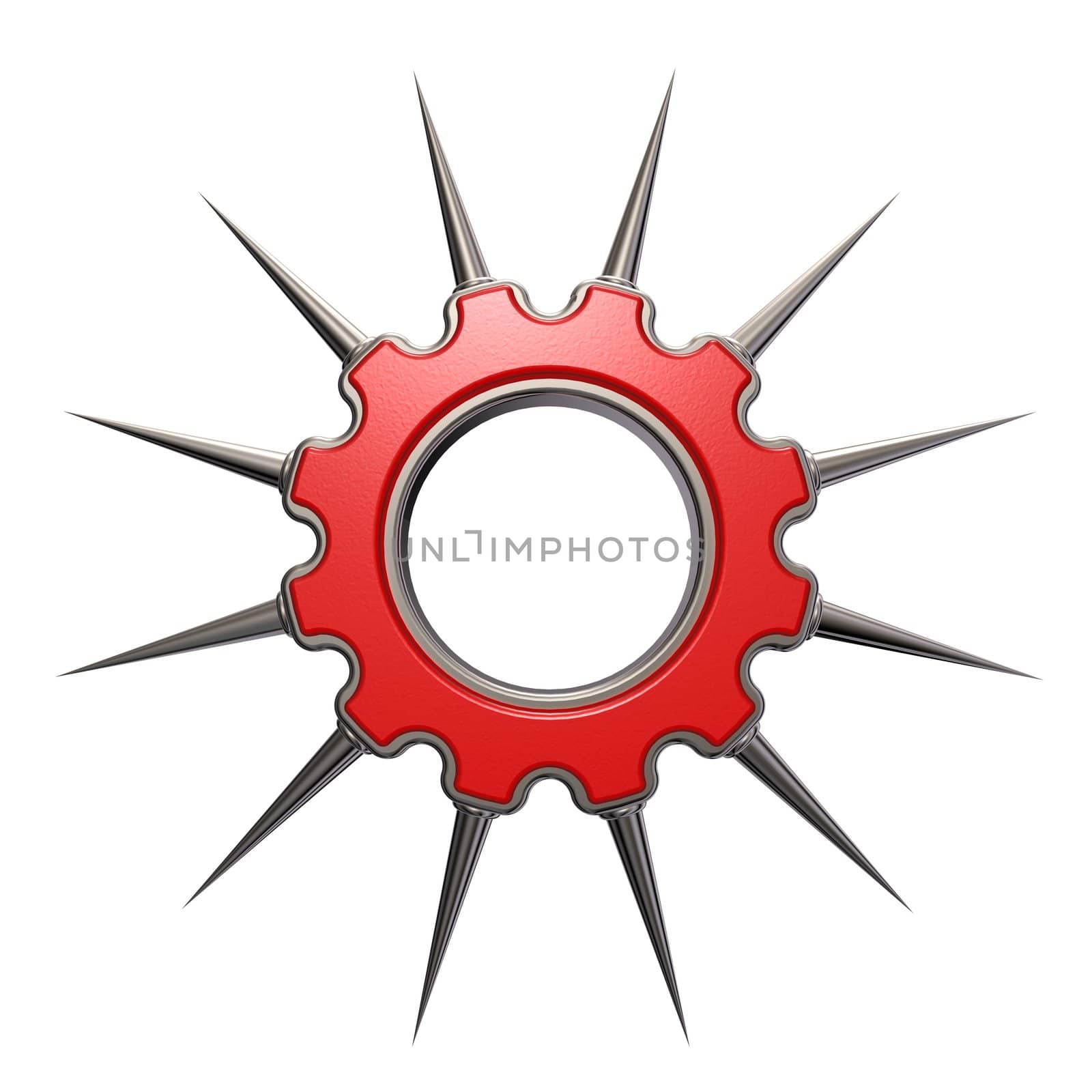 gear wheel with prickles on white background - 3d illustration