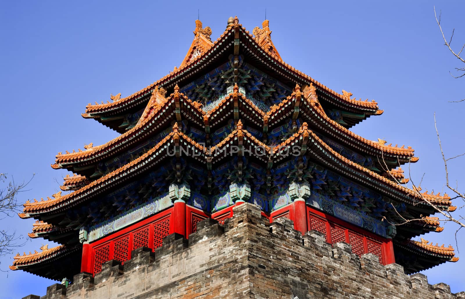 Gugong, Forbidden City Watch Tower Roof Figures Decorations Emperor's Palace Built in the 1600s in the Ming Dynasty

