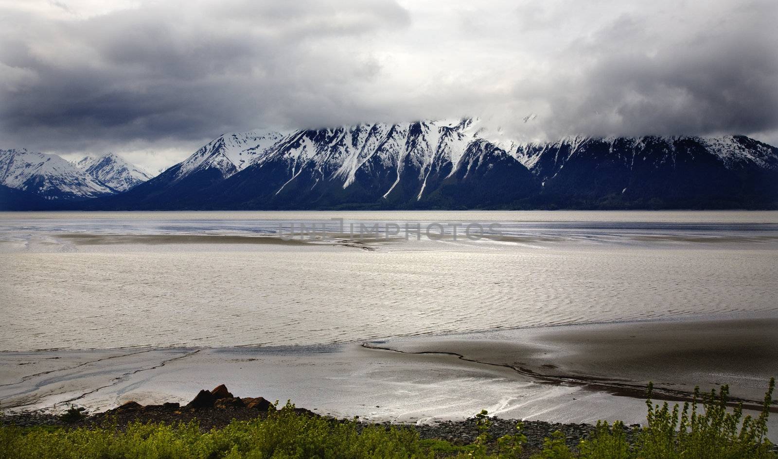 Snow Mountain Ocean Seward Highway Anchorage Alaska by bill_perry