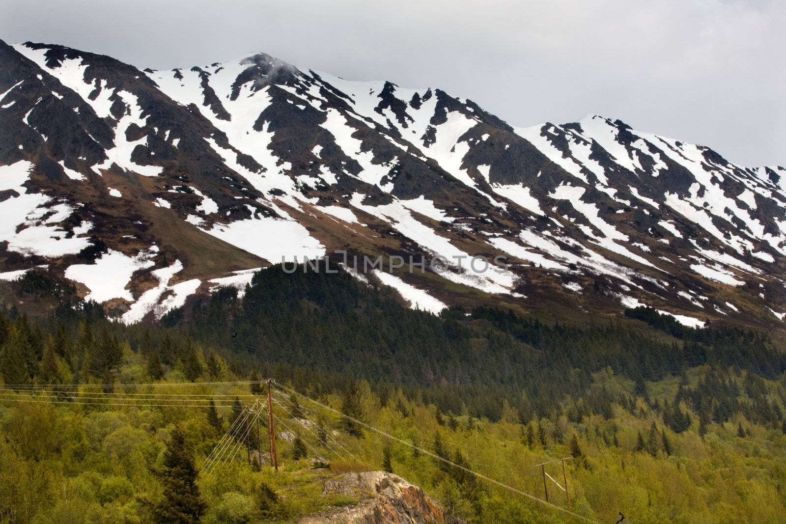 Snowy Mountain Range Seward Highway Anchorage Alaska by bill_perry
