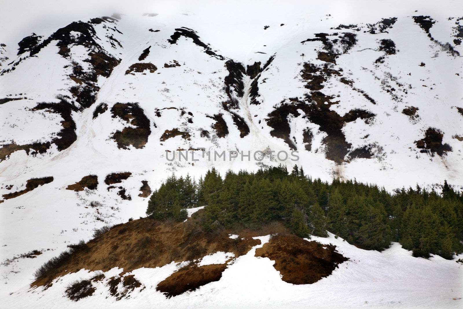 Snow Mountains Brown Seward Highway Anchorage Alaska by bill_perry