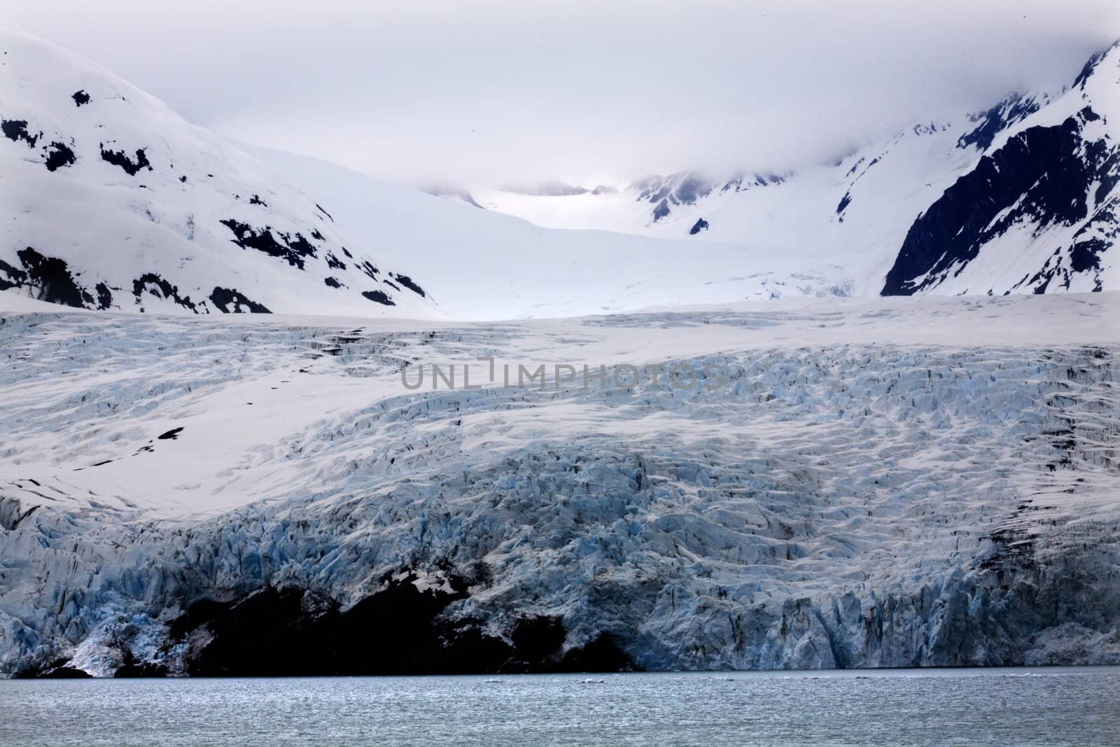 Blue Icy Portage Glacier and Mountain Alaska by bill_perry