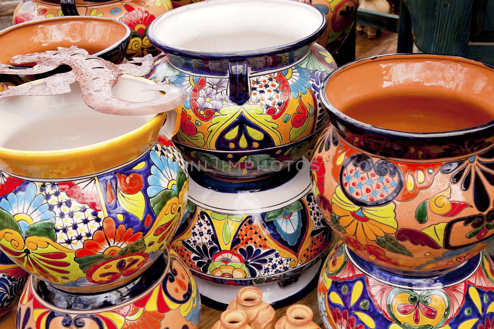 Mexican Colorful Souvenir Ceramic Pots Sedona Arizona by bill_perry