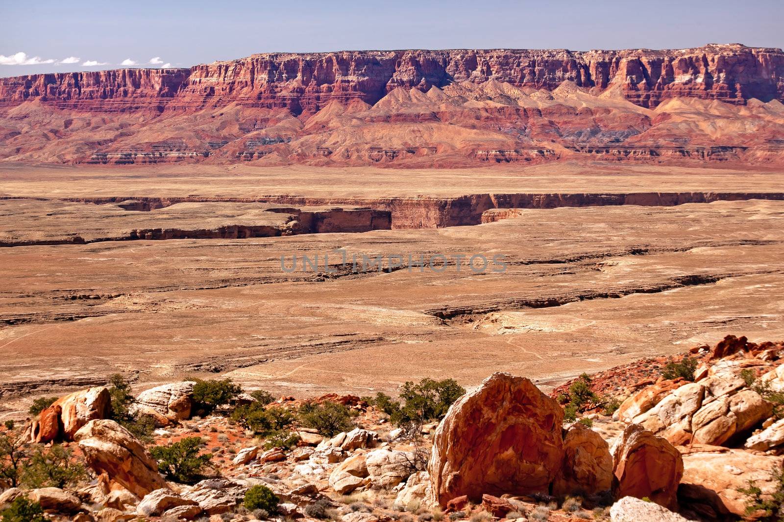 Red Mesa Rock Grand Canyon Arizona.  This view is of Grand Canyon north from top/