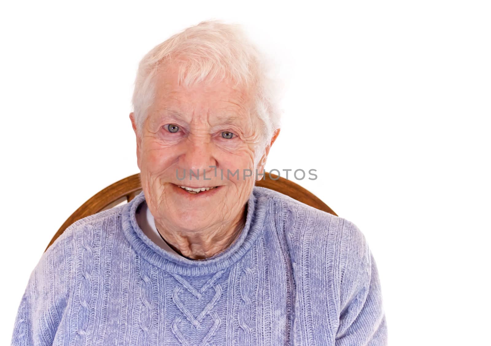 Portrait of a senior woman on white background