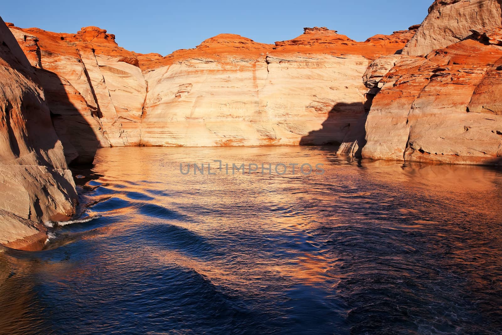 Orange Antelope Canyon Blue Water Reflection Lake Powell Arizona by bill_perry