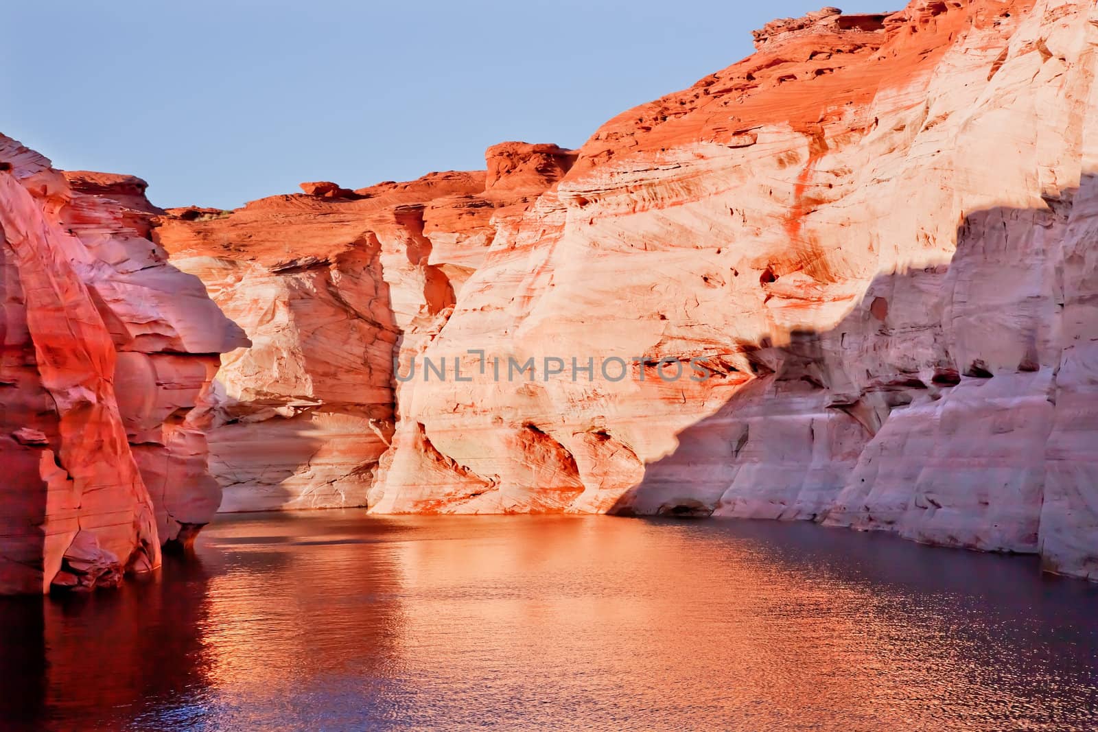 Orange Pink Canyon Bronze Water Reflection Abstract Glen Canyon Recreation Area Lake Powell Antelope Canyon Arizona