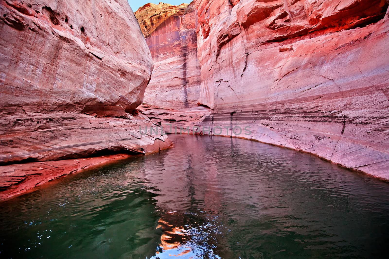 Pink Antelope Slot Canyon Reflection Lake Powell Arizona by bill_perry