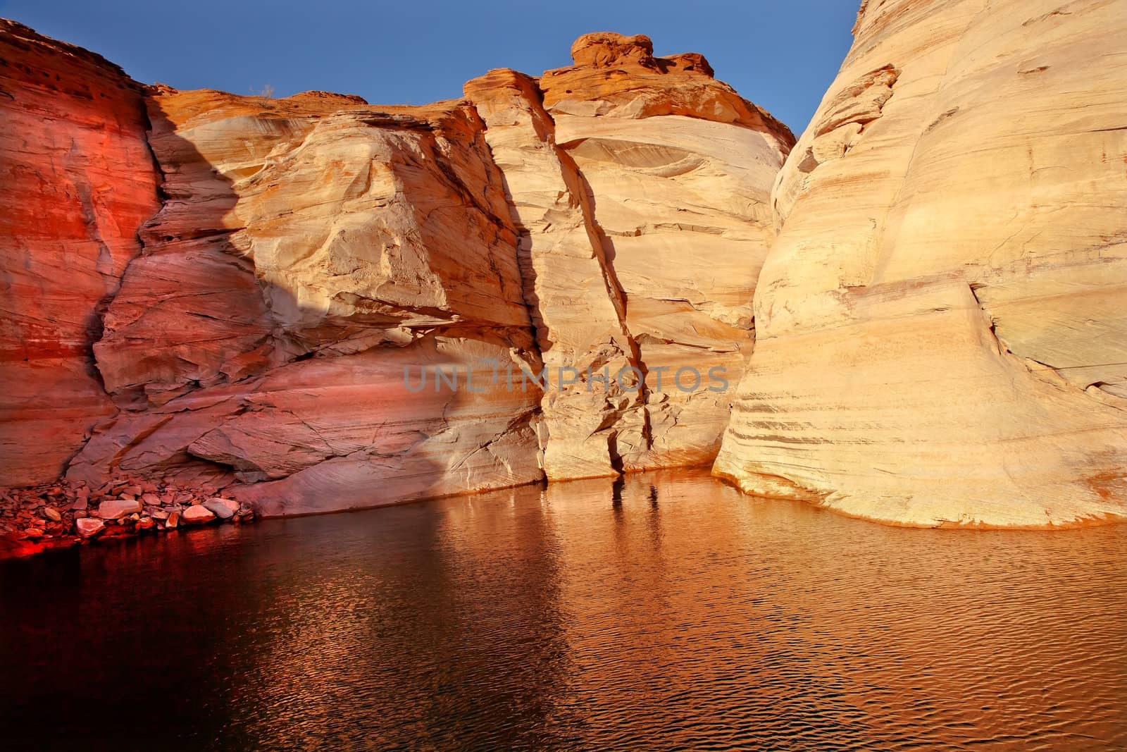 Orange Pink Antelope Canyon Reflection Lake Powell Arizona by bill_perry