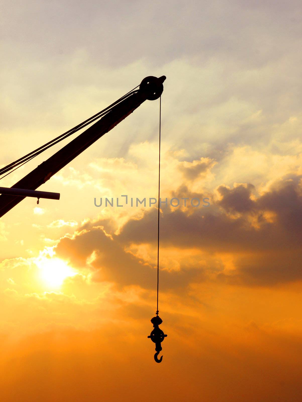 Crane silhouette at the sunset