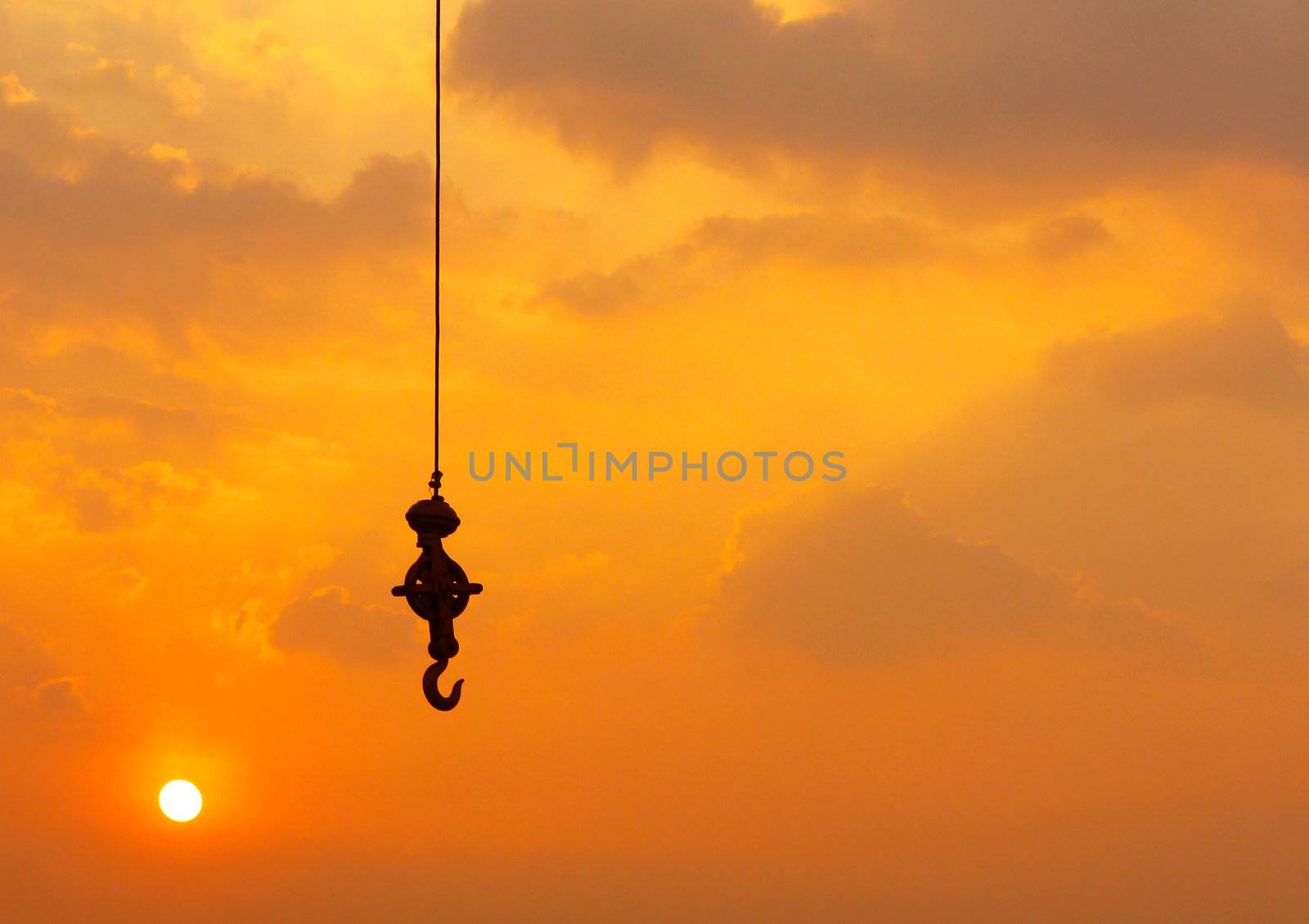 Crane silhouette at the sunset