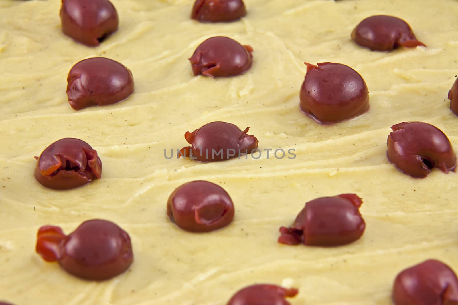 Closeup of sour cherry pie before baking