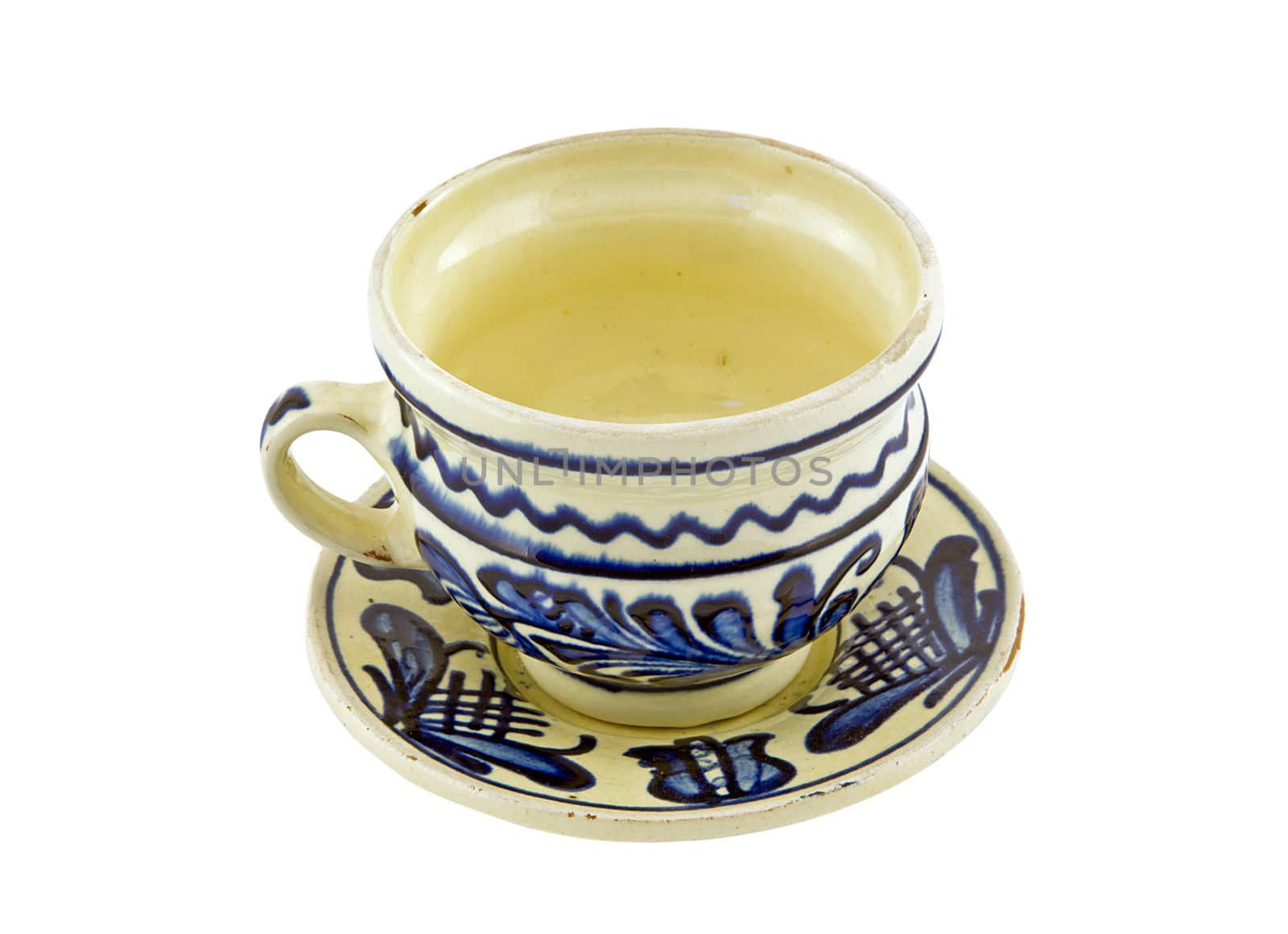 Painted pottery cup with typical Transylvanian patterns