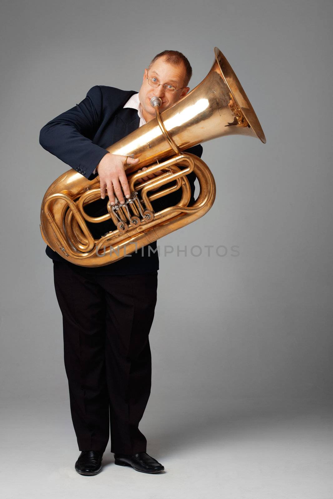 Musician playing the tuba