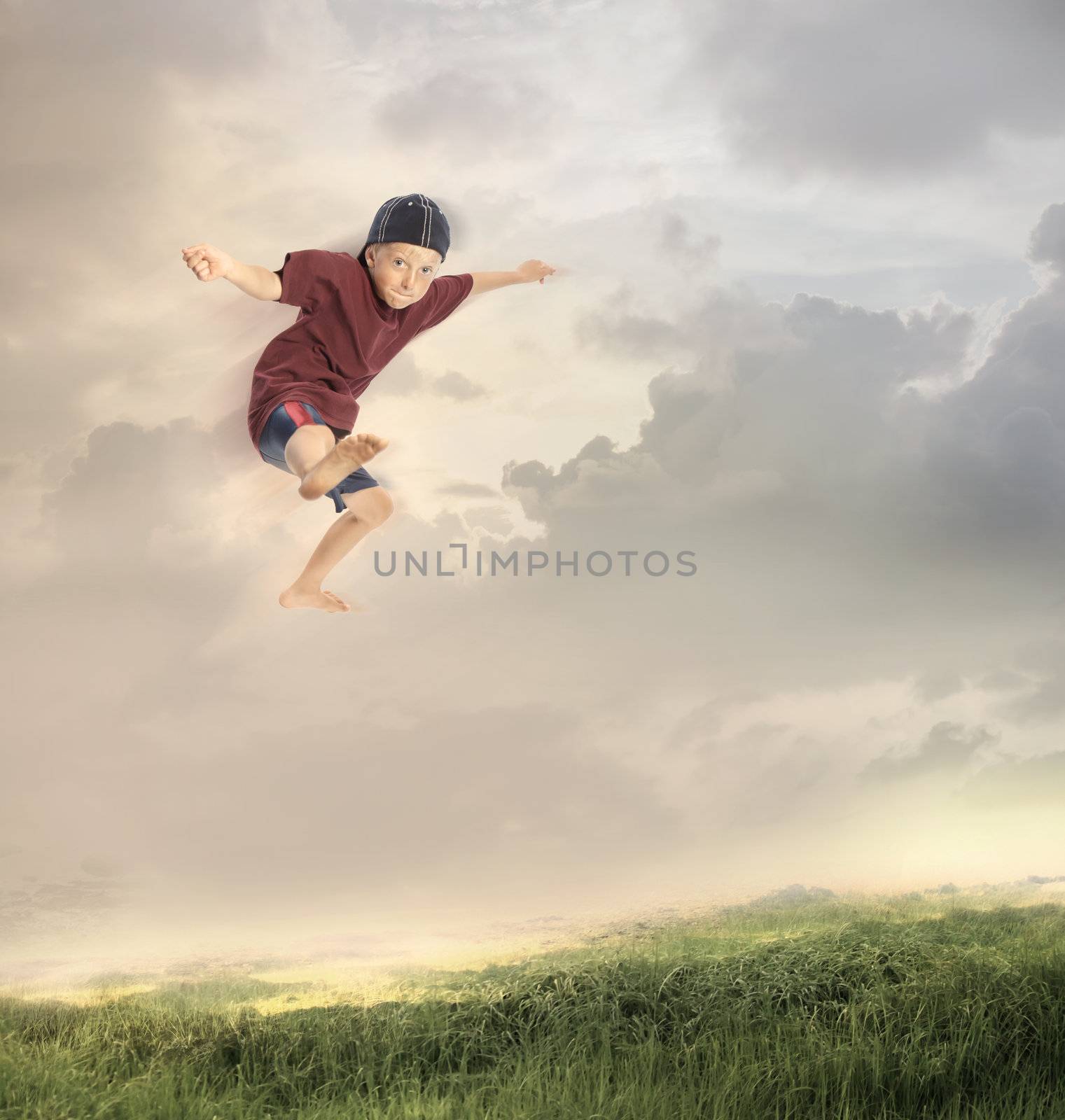 Happy Young Boy Jumping by melpomene